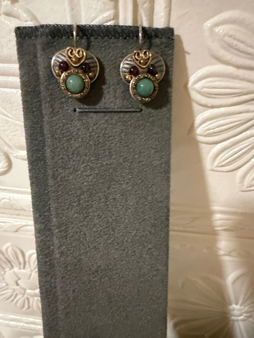 Gold-Tone Turquoise and Garnet Accent Drop Earrings - Women's Jewelry